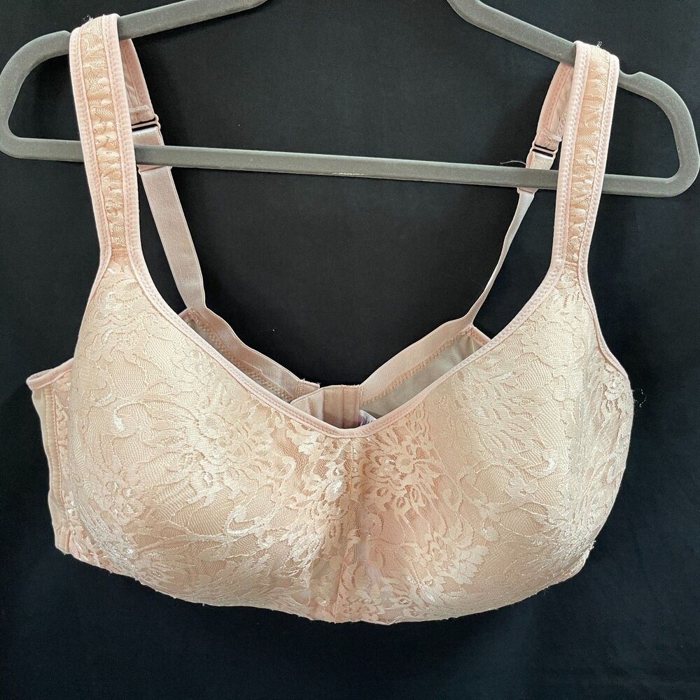 Amoureuse Pink Lace Bra 48DD 48 DD Wire Free Thick Padded Straps
